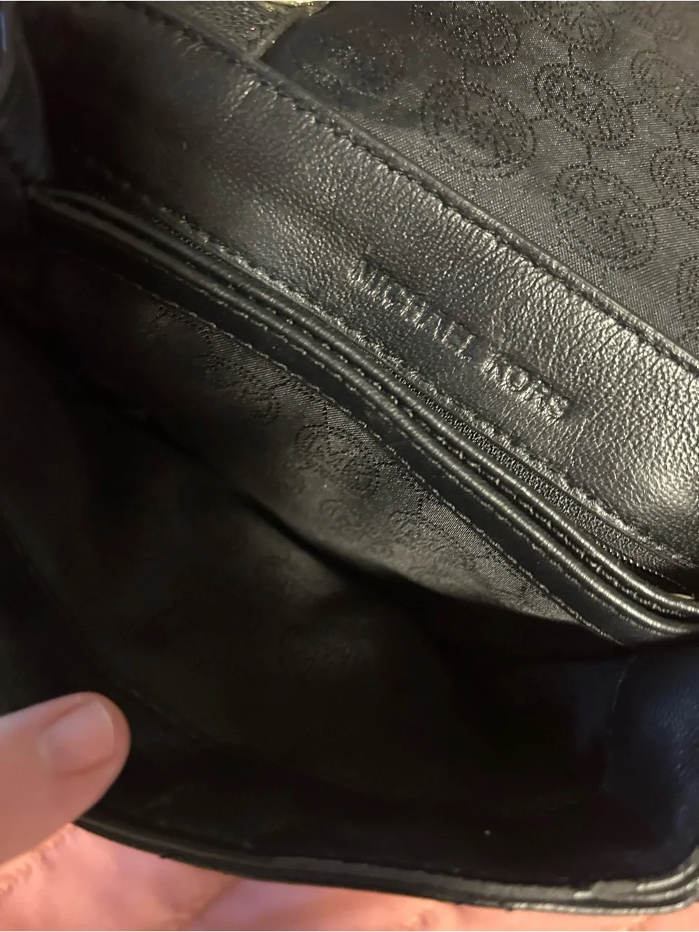 Michael Kors Black Quilted Crossbody with Gold Chain Trim